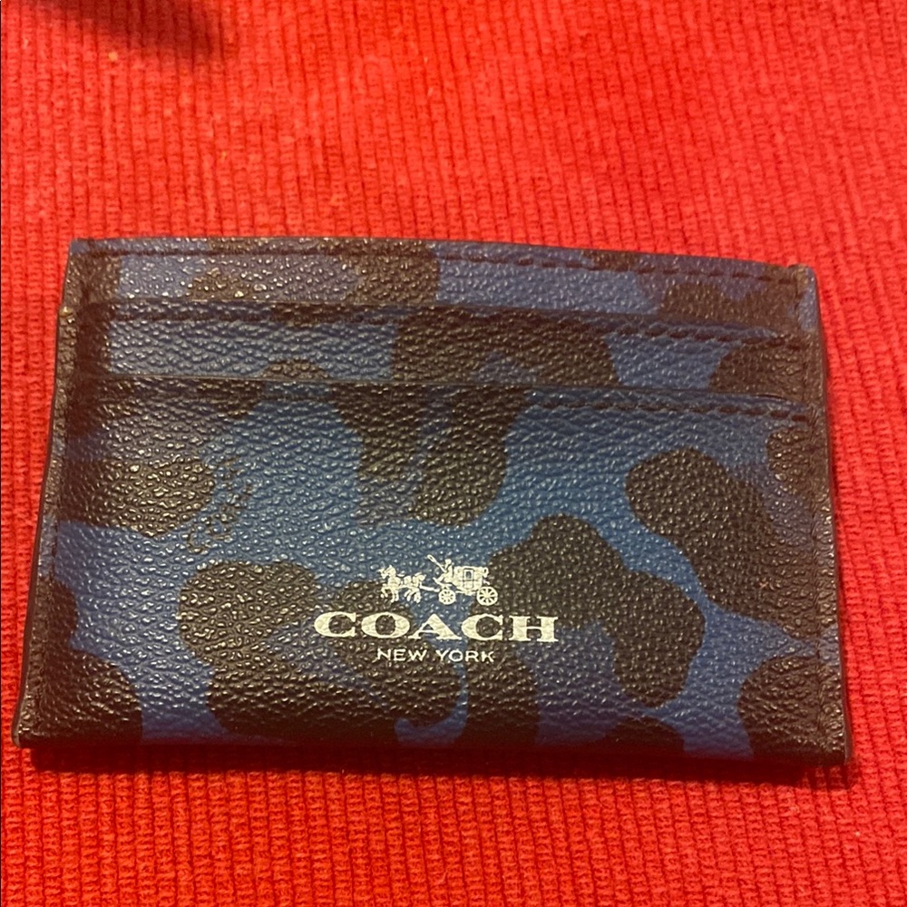 Coach Blue and Black Leather Card Holder